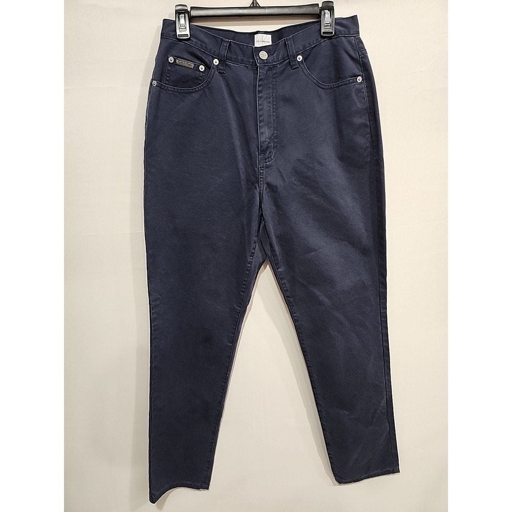 Calvin Klein NWT Gabardine Jeans Womens Sz. 12 Navy Blue, 31 In. Inseam 5 Pocket